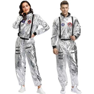 Halloween & Carnival Costumes |   Men’s Women’s Astronaut Cosplay Costume For Masquerade Mardi Gras Adults’ Leotard / Onesie Hat Silver Cosplay & Costumes Halloween & Carnival Costumes