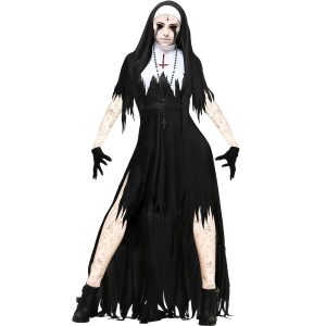 Halloween & Carnival Costumes |   Nun Outfits Scary Costume Cosplay Costume Party Costume Women’s for Halloween Carnival Mardi Gras Performance Party Stage Adults’ Black Cosplay & Costumes Black