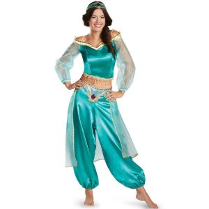 Halloween & Carnival Costumes |   Princess Jasmine Sexy Costume Cosplay Costume Belly Dance Costume Women’s for Halloween Carnival Mardi Gras Carnival Party Adults’ Blue Cosplay & Costumes Blue