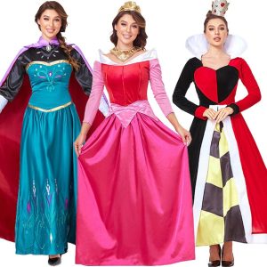 Halloween & Carnival Costumes |   Princess Peach Red Queen Cosplay Dress Cosplay Costume Women’s for Halloween Carnival Masquerade Performance Party Halloween Adults’ Fuchsia Cosplay & Costumes Fuchsia