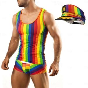 Halloween & Carnival Costumes |   Rainbow Gay Hat Pajamas Rainbow Men’s for Carnival Masquerade Pride Parade Pride Month Adults’ Photo Color Cosplay & Costumes Halloween & Carnival Costumes