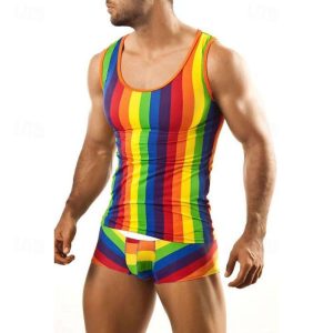 Halloween & Carnival Costumes |   Rainbow Gay Pajamas Rainbow Men’s for Masquerade Pride Parade Pride Month Adults’ Photo Color Cosplay & Costumes Halloween & Carnival Costumes