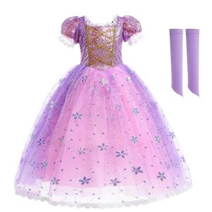 Halloween & Carnival Costumes |   Rapunzel Princess Rapunzel Dress Cloak Flower Girl Dress Girls’ Movie Cosplay Cosplay Costume Party Light Purple Children’s Day Masquerade Wedding Wedding Guest Dress Light Purple Cosplay & Costumes Halloween & Carnival Costumes