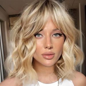 Halloween & Carnival Costumes |   Short Blonde Bob Wigs for Women,Synthetic Wavy Curly Hair Wig with Bangs for Daily 12 inch Auburn Burgundy Blonde Black Light Blonde Wigs Blonde Cosplay & Costumes Blonde