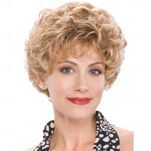 Halloween & Carnival Costumes |   Short Blonde Pixie Cut Curly Wigs for White Women Full Fuffy Curly Light Blonde With Bangs Wig Short Synthetic Hair Light Blonde Cosplay & Costumes Halloween & Carnival Costumes