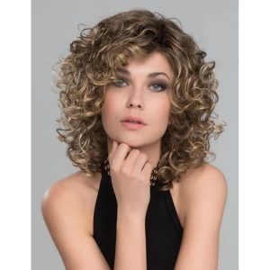 Halloween & Carnival Costumes |   Short Brown Curly Wigs for Women Mixed Blonde Synthetic Wig Bouncy Curly Hair Replacement Wig Curly Wig with Dark Roots Sliver Blonde Grey Blonde Cosplay & Costumes Blonde