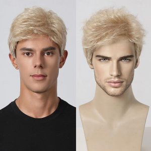 Halloween & Carnival Costumes |   Short Wig Fluffy Hair Blonde Wig for Men Natural Looking Synthetic Hair Full Wig for Male Daily Cosplay Costume Use Light golden Cosplay & Costumes Halloween & Carnival Costumes