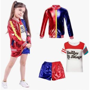 Halloween & Carnival Costumes |   Super Heroes Harley Quinn Suicide Squad Cosplay Costume Outfits Girls’ Movie Cosplay Cosplay Halloween Red Halloween Masquerade Coat Pants T-shirt Red Cosplay & Costumes Halloween & Carnival Costumes