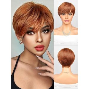 Halloween & Carnival Costumes |   Synthetic Wig Natural Straight Short Bob Wig 10 inch Medium Auburn#30 Synthetic Hair Women’s Orange Medium Auburn#30 Cosplay & Costumes Halloween & Carnival Costumes