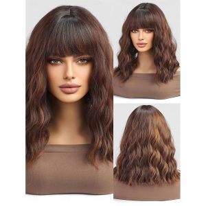 Halloween & Carnival Costumes |   Synthetic Wig Uniforms Career Costumes Princess Curly Wavy Middle Part Layered Haircut Machine Made Wig 14 inch sepia Synthetic Hair Women’s Cosplay Party Fashion Natural Black sepia Cosplay & Costumes Halloween & Carnival Costumes