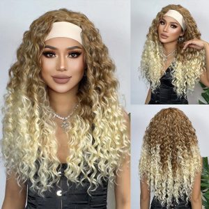 Halloween & Carnival Costumes |   Synthetic Wig Uniforms Career Costumes Princess Curly Wavy Middle Part Layered Haircut Machine Made Wig 26 inch Yellow Synthetic Hair Women’s Cosplay Party Fashion Yellow Yellow Cosplay & Costumes Halloween & Carnival Costumes