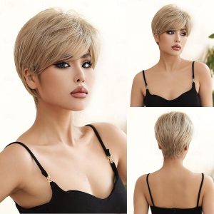 Halloween & Carnival Costumes |   Synthetic Wig Uniforms Career Costumes Princess kinky Straight Middle Part Layered Haircut Machine Made Wig 8 inch Light golden Synthetic Hair Men’s Cosplay Party Fashion Blonde Light golden Cosplay & Costumes Halloween & Carnival Costumes