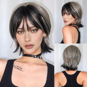 Halloween & Carnival Costumes |   Synthetic Wig Uniforms Career Costumes Princess Straight kinky Straight Middle Part Layered Haircut Machine Made Wig 12 inch Grey Synthetic Hair Women’s Cosplay Party Fashion Dark Gray Grey Cosplay & Costumes Grey