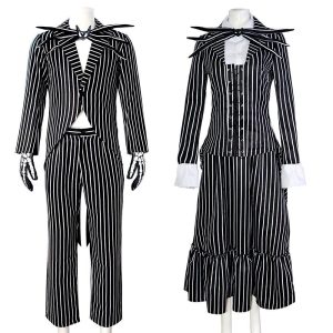 Halloween & Carnival Costumes |   The Nightmare Before Christmas Jack Skellington Cosplay Costume Outfits Masquerade Men’s Women’s Movie Cosplay Cosplay Black Costume Halloween Masquerade Polyester Black Cosplay & Costumes Black