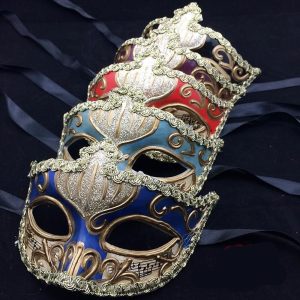 Halloween & Carnival Costumes |   Venetian Mask Venetian Mask Masquerade Mask Half Mask Carnival Mask Adults’ Women’s Female Vintage Party / Evening Party Halloween Carnival Masquerade Easy Halloween Costumes Mardi Gras Azure Cosplay & Costumes Azure