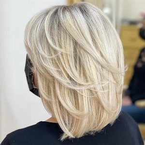 Halloween & Carnival Costumes |   Wavy Layered Wigs with Curtain Bans for Women Short Platinum Blonde Highlights Curly Bob Wig Bleach Blonde Wavy Bob Wig with Bangs Synthetic Mixed Blonde Wig for Women Blonde Cosplay & Costumes Blonde