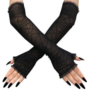 Halloween & Carnival Costumes |   Witch Gloves Adults’ Women’s Punk Gothic Halloween Halloween Carnival Mardi Gras Easy Halloween Costumes matte black Cosplay & Costumes Halloween & Carnival Costumes