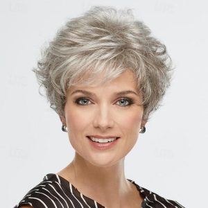 Halloween & Carnival Costumes |   Women’s Fashion Wig Sliver Synthetic Hair Short Wigs Curly Wig Fluffy Natural Synthetic Wigs for Daily Party Use A1 Cosplay & Costumes A1