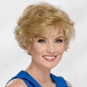 Halloween & Carnival Costumes |   Women’s Fashion Wig Sliver Synthetic Hair Short Wigs Curly Wig Fluffy Natural Synthetic Wigs for Daily Party Use Blonde Cosplay & Costumes Blonde