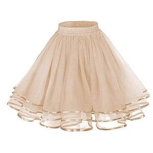 Historical & Vintage Costumes |   1950s Princess Petticoat Hoop Skirt Tutu Under Skirt Crinoline Tulle Skirt Women’s Costume Vintage Cosplay Party / Evening Prom Above Knee Skirt Beige Cosplay & Costumes Beige