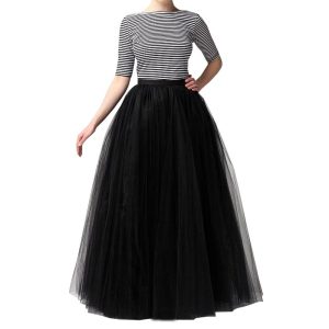 Historical & Vintage Costumes |   1950s Princess Petticoat Hoop Skirt Tutu Under Skirt Tulle Skirt Floor Length Women’s Party / Evening Prom Skirt Black Cosplay & Costumes Black