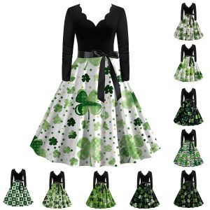 Historical & Vintage Costumes |   1950s Vintage Inspired Cocktail Dress Vintage Dress Dress A-Line Dress Tea Dress Flare Dress Knee Length Women’s A-Line Saint Patrick’s Day Homecoming Daily Wear Dress Sage Cosplay & Costumes Historical & Vintage Costumes