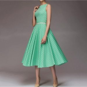 Historical & Vintage Costumes |   50s A-Line Dress Retro Vintage 1950s Swing Dress Flare Dress Women’s Costume Vintage Cosplay Casual Daily Dress Green Cosplay & Costumes Green