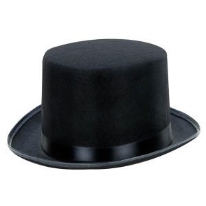 Historical & Vintage Costumes |   Classic Black Top Hat Perfect for Halloween Costumes, Magician, Steampunk, and Iconic Character Outfits like Stevie Nicks, Mad Hatter, Michael Jackson, and Willy Wonka Black Cosplay & Costumes Black