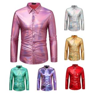 Historical & Vintage Costumes |   Disco 1980s Shiny Metallic Blouse / Shirt Masquerade Disco Men’s Masquerade Party / Evening Pride Parade Pride Month Shirt Pink Cosplay & Costumes Historical & Vintage Costumes