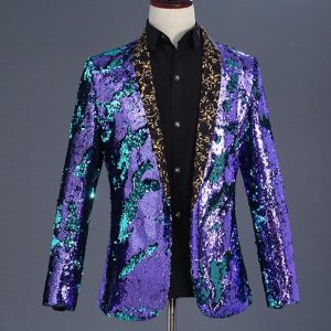 Historical & Vintage Costumes |   Disco 1980s Tuxedo Suits & Blazers Prince Men’s Sequins Geometric Halloween Carnival Party Evening Prom Adults’ Tuxedo Purple Cosplay & Costumes Historical & Vintage Costumes