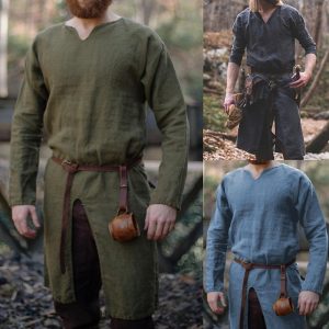 Historical & Vintage Costumes |   Medieval Renaissance 17th Century Shirt Tunic Warrior Viking Ranger Elven Men’s Archery Halloween LARP Shirt Green Cosplay & Costumes Green