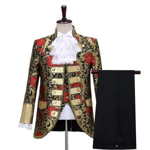 Historical & Vintage Costumes |   Prince Aristocrat Retro Vintage Medieval Renaissance Pants Outfits Suits & Blazers Suit Trousers Men’s Adults’ Costume Vintage Cosplay Performance Party Long Sleeve Cravat Halloween / Wash separately Red Cosplay & Costumes Historical & Vintage Costumes