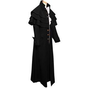 Historical & Vintage Costumes |   Punk & Gothic Medieval Renaissance 17th Century Coat Outerwear Prince Nobleman Men’s Solid Colored Performance Party Festival Coat Black Cosplay & Costumes Black