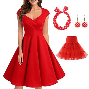 Historical & Vintage Costumes |   Retro Vintage 1950s Rockabilly A-Line Dress Flare Dress Christmas Party Dress Women’s Polka Dot Party / Evening Masquerade Dress Red & White Cosplay & Costumes Historical & Vintage Costumes