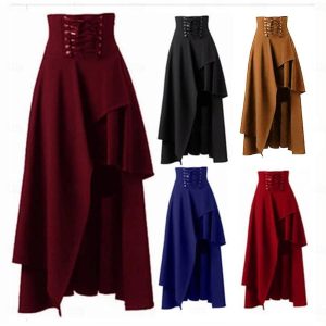 Historical & Vintage Costumes |   Retro Vintage Punk & Gothic Medieval Renaissance Steampunk Cosplay Costume Maxi Skirt Women’s Girls’ Costume Vintage Cosplay Carnival Casual Daily Skirt Masquerade Black Cosplay & Costumes Black