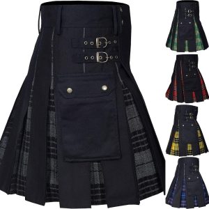 Historical & Vintage Costumes |   Retro Vintage Punk & Gothic Scottish Utility Kilts Men’s Masquerade Party / Evening Skirts Red & White Cosplay & Costumes Historical & Vintage Costumes