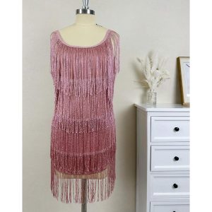 Historical & Vintage Costumes |   Retro Vintage Roaring 20s 1920s Cocktail Dress Flapper Dress Dress Masquerade Short / Mini The Great Gatsby Women’s Tassel Fringe Performance Wedding Wedding Guest Dress Pink Cosplay & Costumes Historical & Vintage Costumes