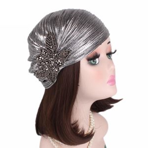 Historical & Vintage Costumes |   Retro Vintage Roaring 20s 1920s The Great Gatsby Ruffle Turban Hat Headwraps Charleston Women’s Masquerade Casual Daily Hat Silver Cosplay & Costumes Historical & Vintage Costumes