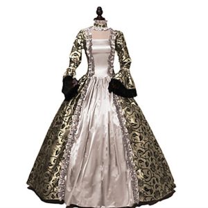 Historical & Vintage Costumes |   Retro Vintage Rococo Victorian 18th Century Vintage Dress Dress Prom Dress Plus Size Women’s Color Block Masquerade Party Prom Dress Golden Cosplay & Costumes Golden