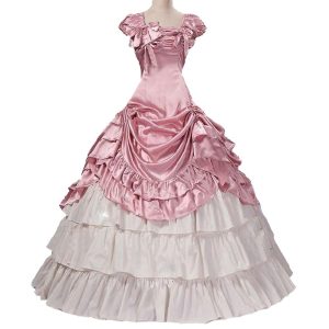 Historical & Vintage Costumes |   Rococo Victorian Ball Gown Vintage Dress Party Costume Masquerade Prom Dress Bridal Women’s Masquerade Carnival Wedding Party Dress Pink Cosplay & Costumes Historical & Vintage Costumes