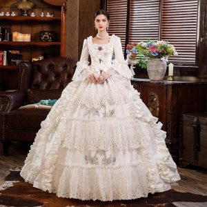 Historical & Vintage Costumes |   Rococo Victorian Vintage Inspired Renaissance Dress Party Costume Masquerade Floor Length Princess Shakespeare Bridal Women’s Solid Color Ball Gown Square Neck Christmas Wedding Party Masquerade Dress White Cosplay & Costumes Historical & Vintage Costumes