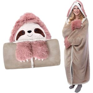 Kigurumi Pajamas |   Adults’ Bathrobe Nightwear Wearable Blanket Hoodie Cartoon Character Onesie Pajamas Flannel Cosplay For Men and Women Carnival Animal Sleepwear Cartoon Festival / Holiday Costumes / Bath Robe Pink Cosplay & Costumes Kigurumi Pajamas