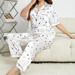 Kigurumi Pajamas |   Adults’ Bathrobe Pajamas Nightwear Heart Onesie Pajamas Cosplay Ice Silk Cosplay For Women’s Dailywear Animal Sleepwear Cartoon White Cosplay & Costumes Kigurumi Pajamas