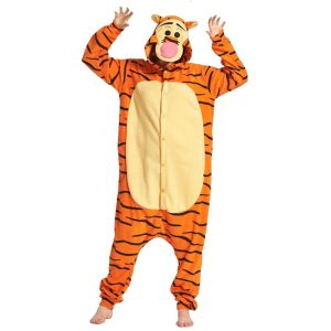 Kigurumi Pajamas |   Adults’ Cosplay Costume Party Costume Costume Cartoon Tiger Animal Animal Onesie Pajamas Polar Fleece Cosplay For Boys Girls’ Couple’s Christmas Animal Sleepwear Cartoon Festival / Holiday Costumes Orange Cosplay & Costumes Kigurumi Pajamas