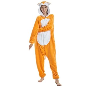 Kigurumi Pajamas |   Adults’ Kigurumi Pajamas Fox Solid Colored Onesie Pajamas Funny Costume Flannel Fabric Cosplay For Men and Women Christmas Animal Sleepwear Cartoon Orange Cosplay & Costumes Kigurumi Pajamas