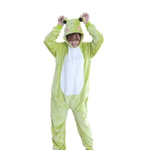 Kigurumi Pajamas |   Adults’ Kigurumi Pajamas Frog Embroidered Onesie Pajamas Flannel Fabric Cosplay For Men and Women Christmas Animal Sleepwear Cartoon Green Cosplay & Costumes Green