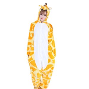 Kigurumi Pajamas |   Adults’ Kigurumi Pajamas Giraffe Animal Patchwork Onesie Pajamas Pajamas Funny Costume Coral fleece Cosplay For Men and Women Christmas Animal Sleepwear Cartoon Orange Cosplay & Costumes Kigurumi Pajamas