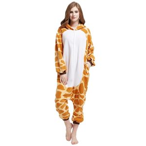 Kigurumi Pajamas |   Adults’ Kigurumi Pajamas Nightwear Camouflage Giraffe Animal Patchwork Onesie Pajamas Pajamas Polar Fleece Cosplay For Men and Women Christmas Animal Sleepwear Cartoon Orange Cosplay & Costumes Kigurumi Pajamas