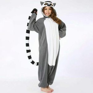 Kigurumi Pajamas |   Adults’ Kigurumi Pajamas Nightwear Cartoon Animal Onesie Pajamas Funny Costume Flannel Cosplay For Men and Women Christmas Animal Sleepwear Cartoon Gray Cosplay & Costumes Gray