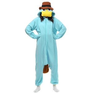 Kigurumi Pajamas |   Adults’ Kigurumi Pajamas Nightwear Cartoon Cartoon Onesie Pajamas Funny Costume Flannel Cosplay For Men and Women Christmas Animal Sleepwear Cartoon Blue Cosplay & Costumes Blue